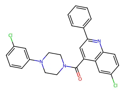 [4-(3-Chlorophenyl)piperazin-1-yl]-(6-chloro-2-phenylquinolin-4-yl)methanone structure