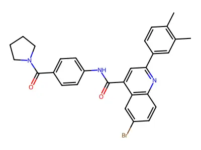 6-bromo-2-(3,4-dimethylphenyl)-N-[4-(pyrrolidine-1-carbonyl)phenyl]quinoline-4-carboxamide structure