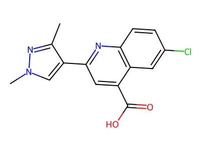 6-chloro-2-(1,3-dimethyl-1H-pyrazol-4-yl)-4-quinolinecarboxylic acid structure