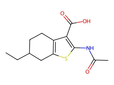 2-Acetamido-6-ethyl-4,5,6,7-tetrahydro-1-benzothiophene-3-carboxylic acid structure