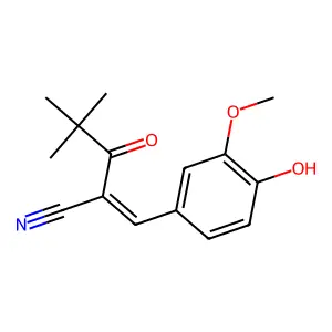 (2E)-2-[(4-hydroxy-3-methoxyphenyl)methylidene]-4,4-dimethyl-3-oxopentanenitrile structure