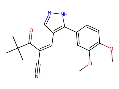 2-[[3-(3,4-Dimethoxyphenyl)-1H-pyrazol-4-yl]methylene]-4,4-dimethyl-3-oxopentanenitrile structure