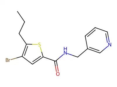 4-bromo-5-propyl-N-(pyridin-3-ylmethyl)thiophene-2-carboxamide structure