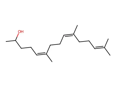 5,9,13-Pentadecatrien-2-ol, 6,10,14-trimethyl-, (5E,9E)- structure