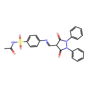 N-[4-[(3,5-dioxo-1,2-diphenylpyrazolidin-4-yl)methylideneamino]phenyl]sulfonylacetamide structure