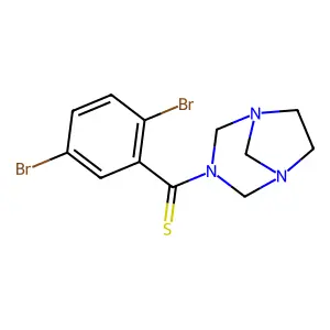 3-(2,5-Dibromobenzothioyl)-1,3,5-triazabicyclo(3.2.1)octane structure