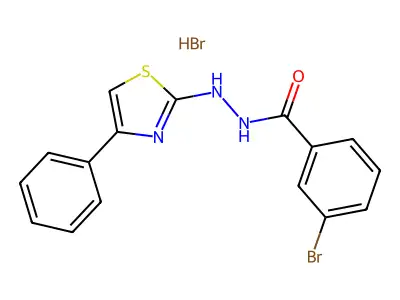 3-bromo-N'-(4-phenyl-1,3-thiazol-2-yl)benzohydrazide hydrobromide structure