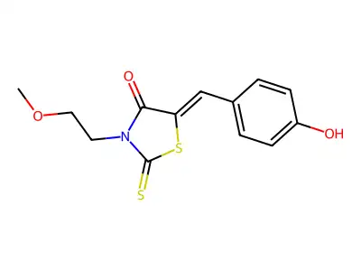(5Z)-5-(4-hydroxybenzylidene)-3-(2-methoxyethyl)-2-thioxo-1,3-thiazolidin-4-one structure