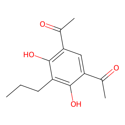 1,1'-(4,6-Dihydroxy-5-propyl-1,3-phenylene)di(ethan-1-one) structure
