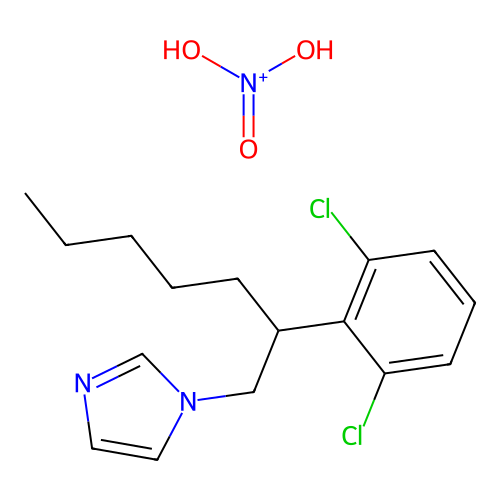 1-[2-(2,6-Dichlorophenyl)heptyl]imidazole;dihydroxy(oxo)azanium structure