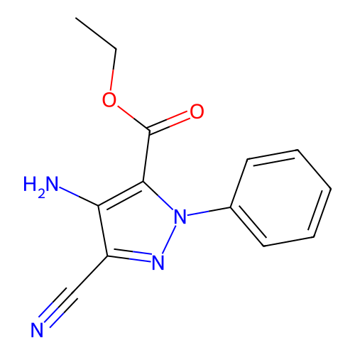 1H-Pyrazole-5-carboxylic acid, 4-amino-3-cyano-1-phenyl-, ethyl ester structure
