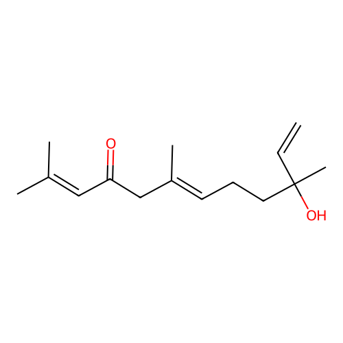 (6E)-10-hydroxy-2,6,10-trimethyldodeca-2,6,11-trien-4-one structure