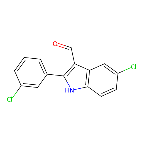 5-chloro-2-(3-chlorophenyl)-1H-indole-3-carbaldehyde structure