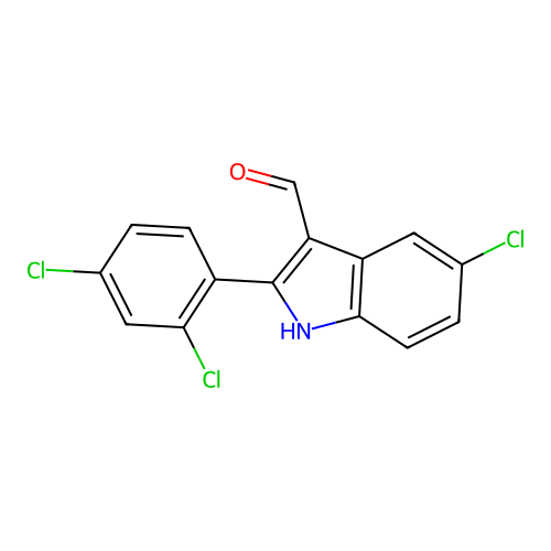 5-chloro-2-(2,4-dichlorophenyl)-1H-indole-3-carbaldehyde structure