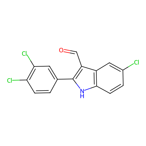 5-chloro-2-(3,4-dichlorophenyl)-1H-indole-3-carbaldehyde structure
