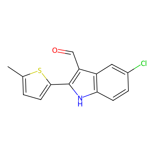 5-chloro-2-(5-methylthiophen-2-yl)-1H-indole-3-carbaldehyde structure