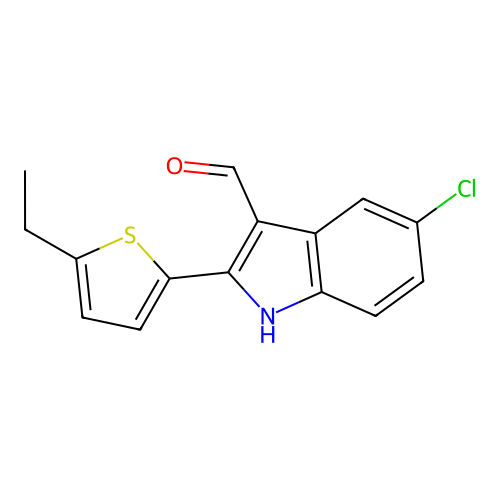 5-chloro-2-(5-ethylthiophen-2-yl)-1H-indole-3-carbaldehyde structure