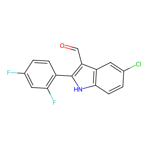 5-chloro-2-(2,4-difluorophenyl)-1H-indole-3-carbaldehyde structure