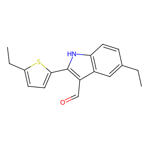 5-ethyl-2-(5-ethylthiophen-2-yl)-1H-indole-3-carbaldehyde structure