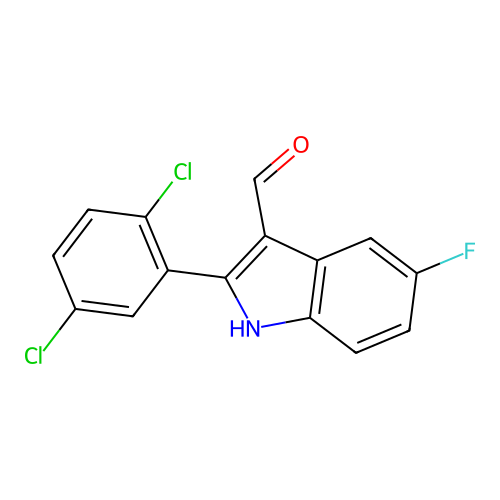 2-(2,5-dichlorophenyl)-5-fluoro-1H-indole-3-carbaldehyde structure