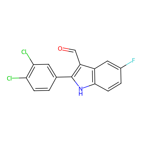 2-(3,4-dichlorophenyl)-5-fluoro-1H-indole-3-carbaldehyde structure