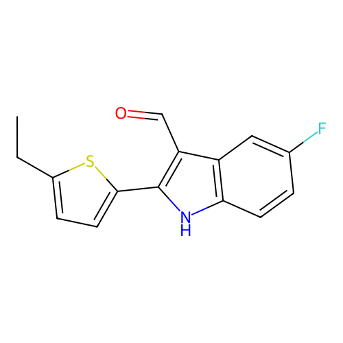 2-(5-ethylthiophen-2-yl)-5-fluoro-1H-indole-3-carbaldehyde structure