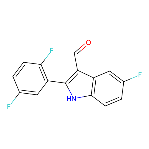 2-(2,5-difluorophenyl)-5-fluoro-1H-indole-3-carbaldehyde structure