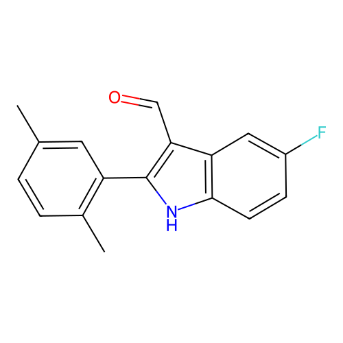 2-(2,5-dimethylphenyl)-5-fluoro-1H-indole-3-carbaldehyde structure