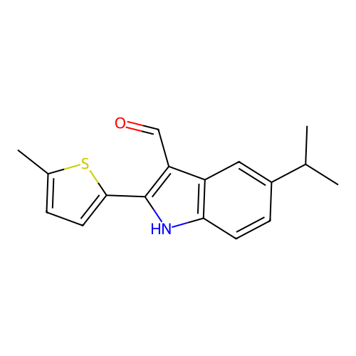 2-(5-methylthiophen-2-yl)-5-propan-2-yl-1H-indole-3-carbaldehyde structure
