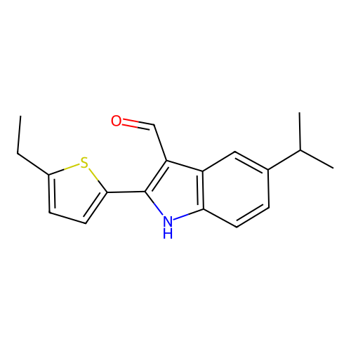2-(5-ethylthiophen-2-yl)-5-propan-2-yl-1H-indole-3-carbaldehyde structure