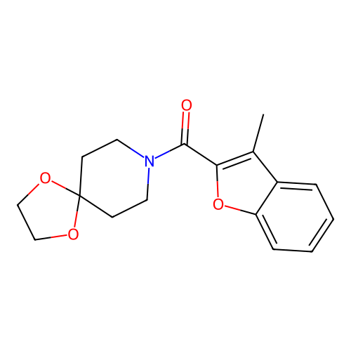 1,4-Dioxa-8-azaspiro[4.5]decan-8-yl-(3-methyl-2-benzofuranyl)methanone structure