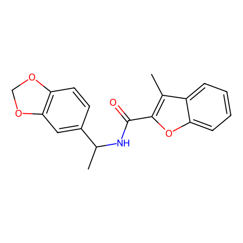 N-[1-(1,3-benzodioxol-5-yl)ethyl]-3-methyl-1-benzofuran-2-carboxamide structure