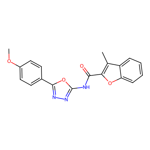 N-[5-(4-methoxyphenyl)-1,3,4-oxadiazol-2-yl]-3-methyl-1-benzofuran-2-carboxamide structure