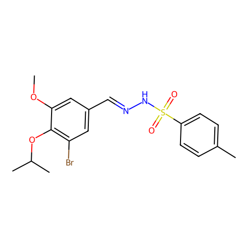 N-[(3-bromo-5-methoxy-4-propan-2-yloxy-phenyl)methylideneamino]-4-methyl-benzenesulfonamide structure