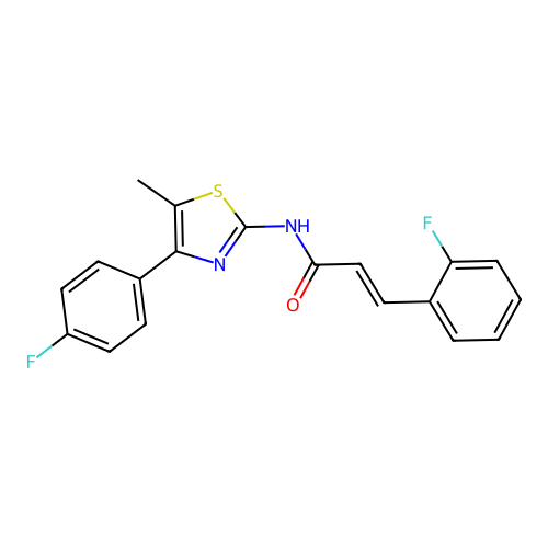 (E)-3-(2-fluorophenyl)-N-[4-(4-fluorophenyl)-5-methyl-1,3-thiazol-2-yl]prop-2-enamide structure