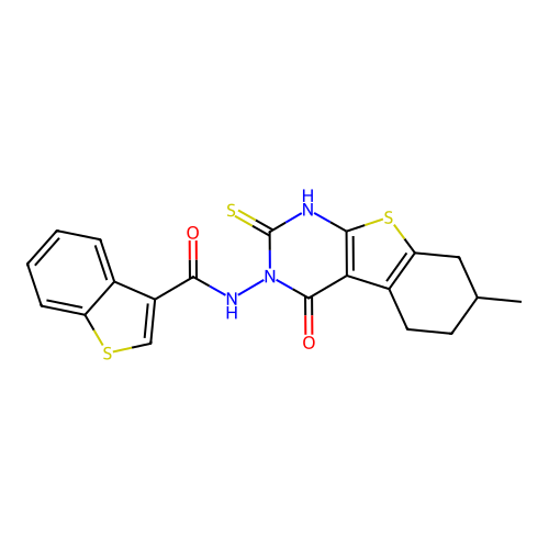 benzo[b]thiophen-3-yl-N-(7-methyl-4-oxo-2-sulfanyl(3,5,6,7,8-pentahydrobenzo[b ]thiopheno[2,3-d]pyrimidin-3-yl))carboxamide structure