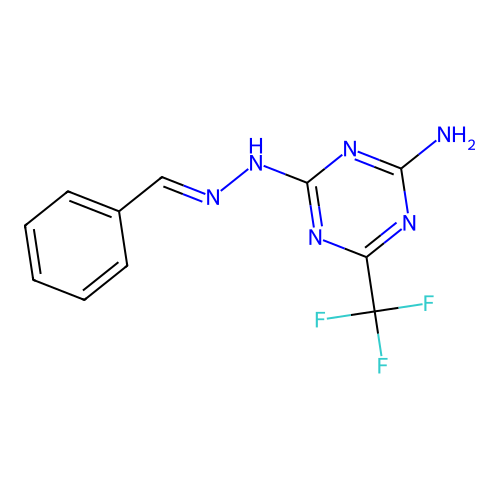 Benzaldehyde, (4-amino-6-(trifluoromethyl)-1,3,5-triazin-2-yl)hydrazone structure