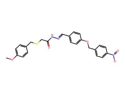 2-[(4-methoxyphenyl)methylsulfanyl]-N-[(E)-[4-[(4-nitrophenyl)methoxy]phenyl]methylideneamino]acetamide structure