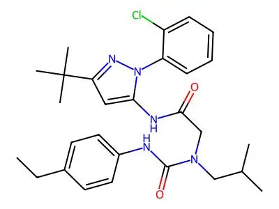 N-[2-(2-CHLOROPHENYL)-5-TERT-BUTYL-PYRAZOL-3-YL]-2-[(4-ETHYLPHENYL)CARBAMOYL-(2-METHYLPROPYL)AMINO]ACETAMIDE structure