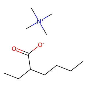 Methanaminium, N,N,N-trimethyl-, 2-ethylhexanoate (1:1) structure