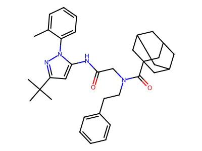 N-[2-[[5-Tert-butyl-2-(2-methylphenyl)pyrazol-3-yl]amino]-2-oxoethyl]-N-(2-phenylethyl)adamantane-1-carboxamide structure