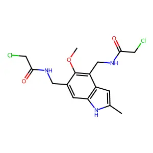 2-chloro-N-[[4-[[(2-chloroacetyl)amino]methyl]-5-methoxy-2-methyl-1H-indol-6-yl]methyl]acetamide structure