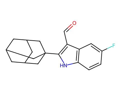 2-(1-adamantyl)-5-fluoro-1H-indole-3-carbaldehyde structure