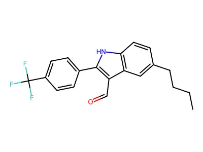 1H-Indole-3-carboxaldehyde, 5-butyl-2-[4-(trifluoromethyl)phenyl]- structure