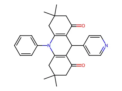 3,3,6,6-tetramethyl-10-phenyl-9-pyridin-4-yl-4,5,7,9-tetrahydro-2H-acridine-1,8-dione structure
