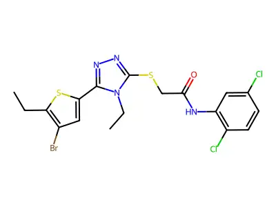 2-[[5-(4-bromo-5-ethylthiophen-2-yl)-4-ethyl-1,2,4-triazol-3-yl]sulfanyl]-N-(2,5-dichlorophenyl)acetamide structure