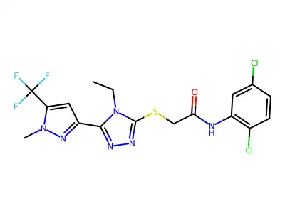 N-(2,5-dichlorophenyl)-2-[[4-ethyl-5-[1-methyl-5-(trifluoromethyl)pyrazol-3-yl]-1,2,4-triazol-3-yl]sulfanyl]acetamide structure