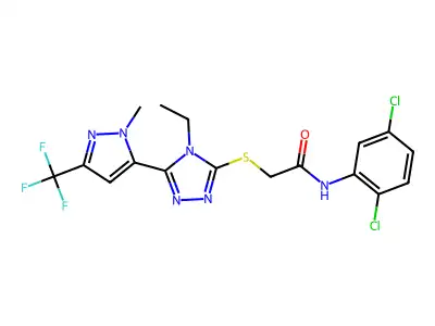 N-(2,5-dichlorophenyl)-2-[[4-ethyl-5-[2-methyl-5-(trifluoromethyl)pyrazol-3-yl]-1,2,4-triazol-3-yl]sulfanyl]acetamide structure