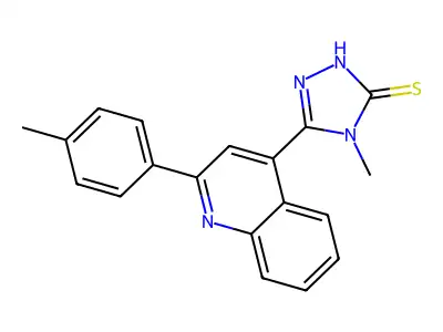 4-methyl-5-[2-(4-methylphenyl)quinolin-4-yl]-4H-1,2,4-triazole-3-thiol structure