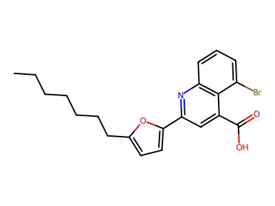 5-Bromo-2-(5-heptylfuran-2-yl)quinoline-4-carboxylic acid structure